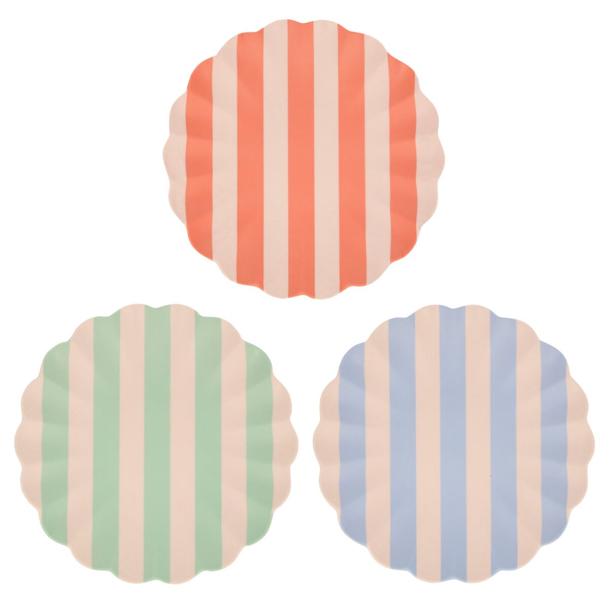 Stripy Reusable Bamboo Large Plates, Set of 6