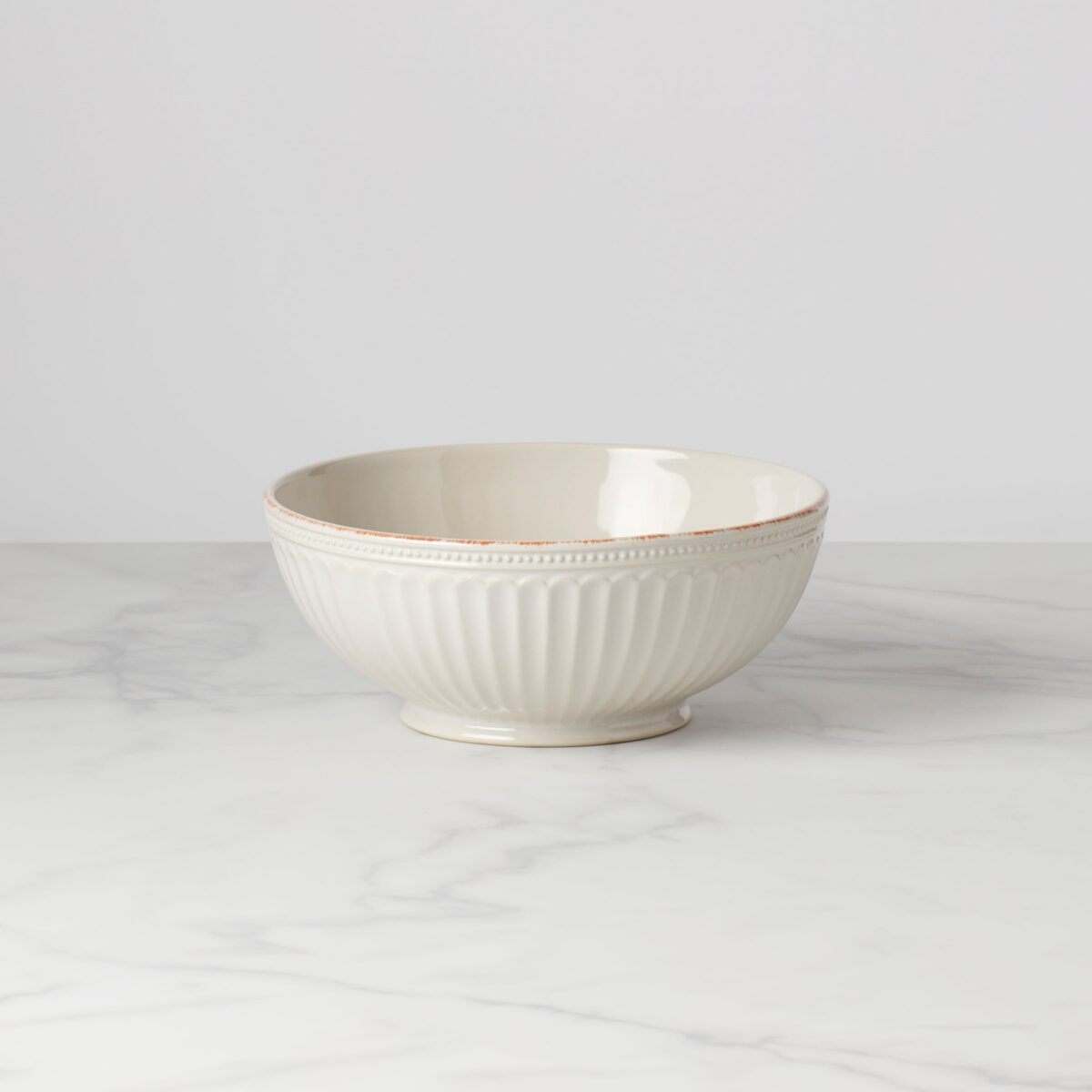 Grooved White Medium Bowl