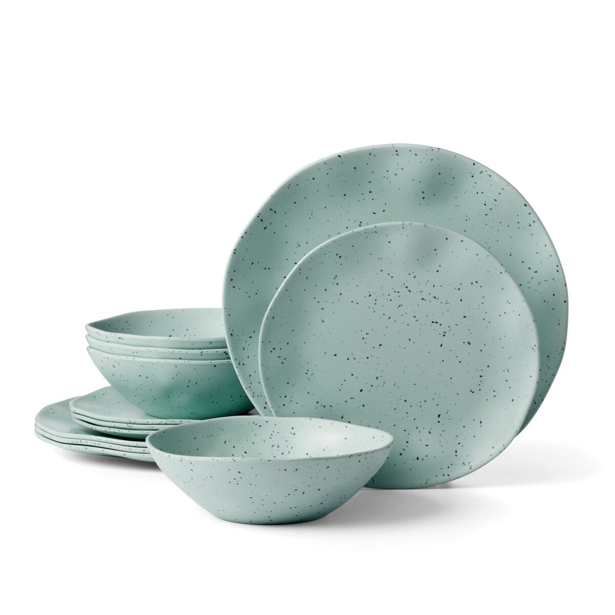 Terrazzo Melamine Mint 12-Piece Dinnerware Set