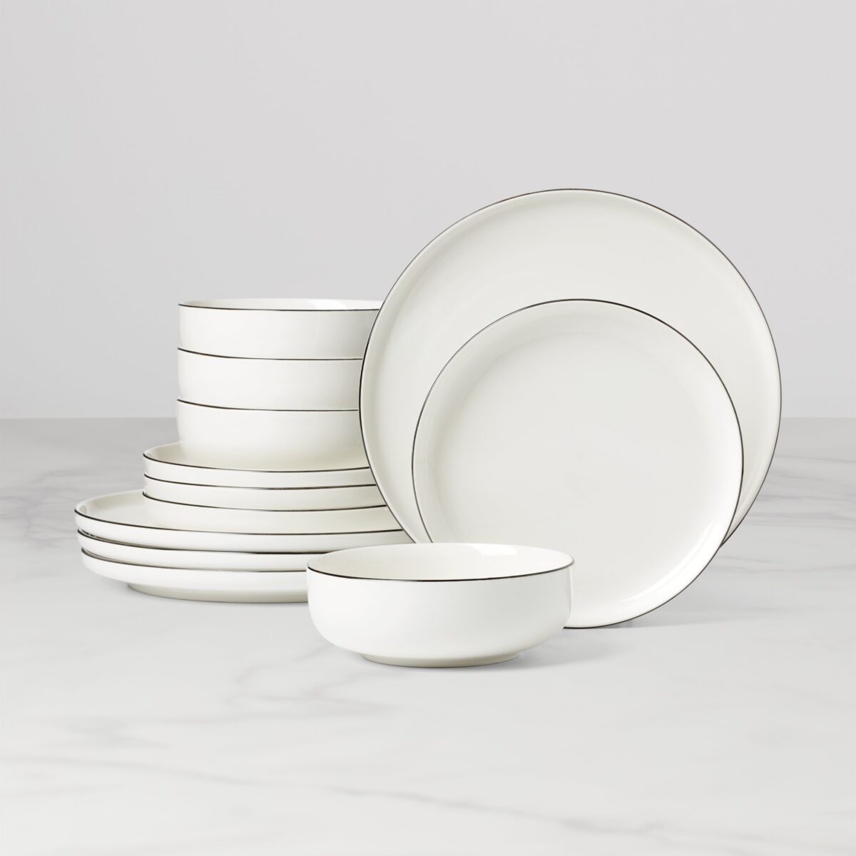 Black Rim 12-Piece Dinnerware Set