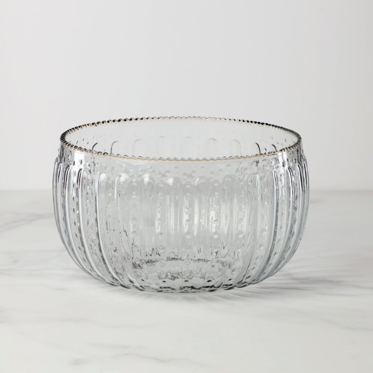 Large Ruffle Glass Lines Artisan Crafted Bowl