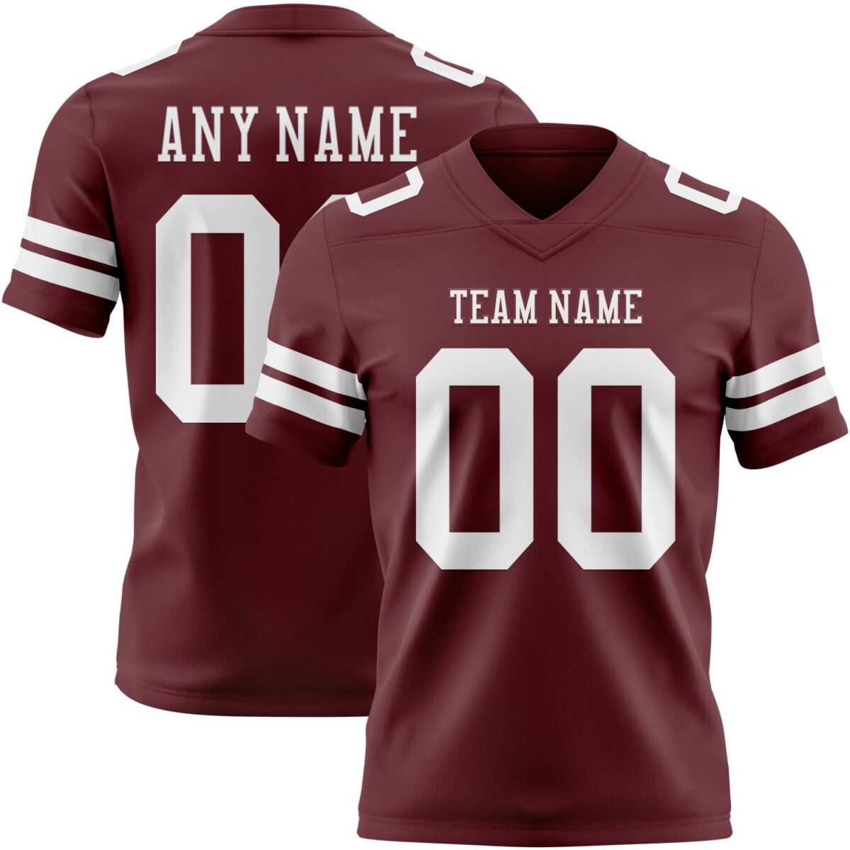 Custom Burgundy White Authentic Football Jersey