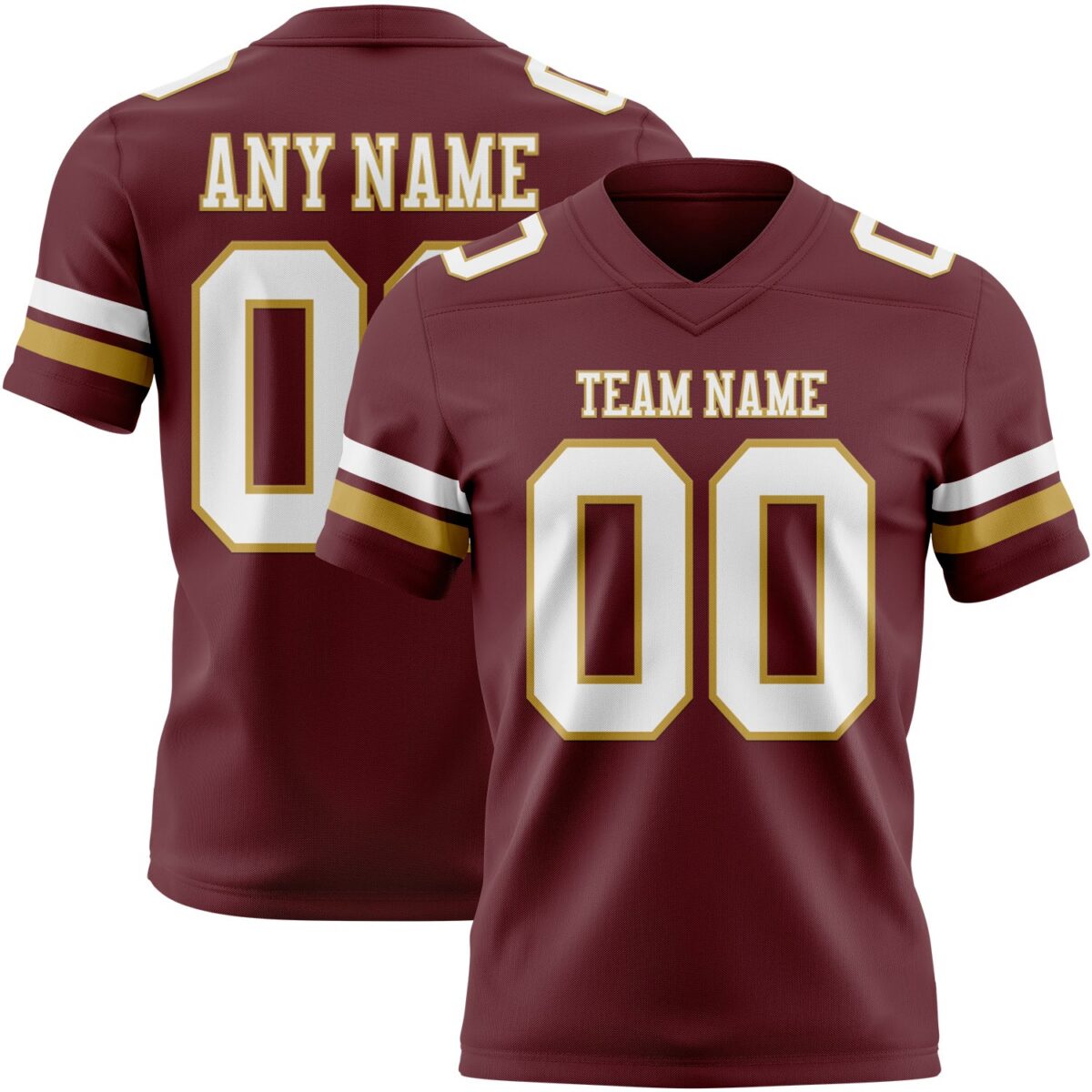 Custom Burgundy White-Old Gold Authentic Football Jersey